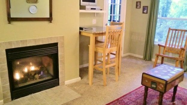 Egret fireplace and desk