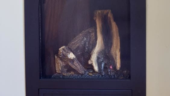Wren Cabin fireplace at Creekside Resort